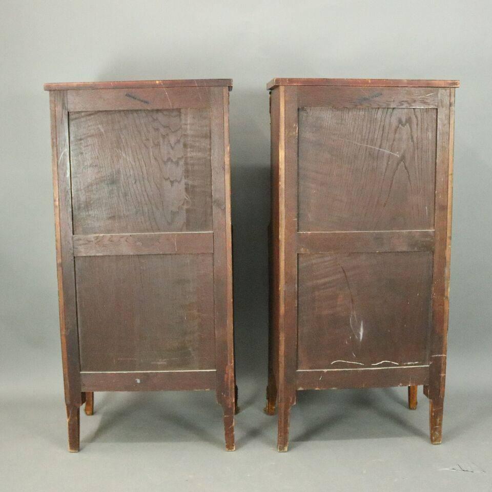 Antique Pair of French Banded Kingwood and Bronze Six-Drawer Lingerie Chests In Good Condition In Big Flats, NY