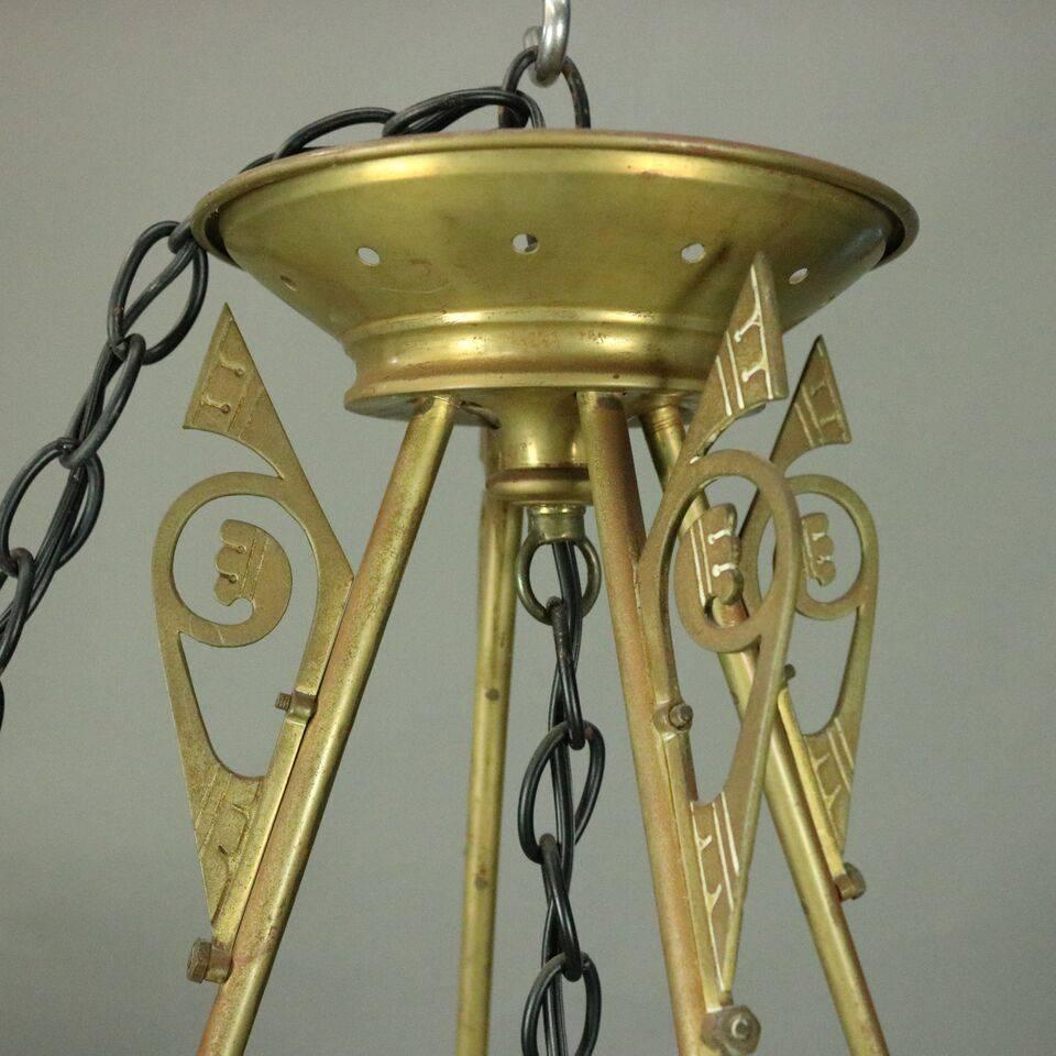 Bronze Antique Belcher Studios Aesthetic Movement Mosaic Hanging Hall Light, circa 1870