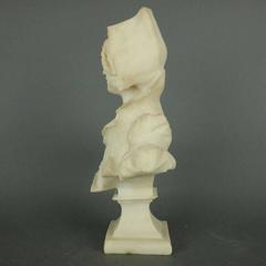 Antique French Carved Alabaster Bust of Young Woman, circa 1890