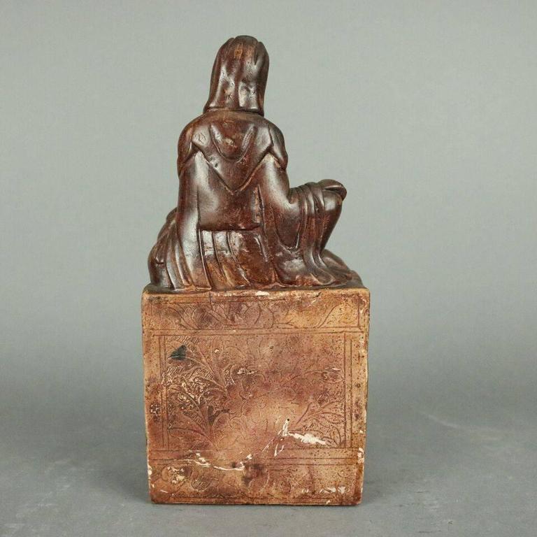 Sculpture Pierre à Savon – Chien Et Théière – Art Chinois – Sceau Côtelette