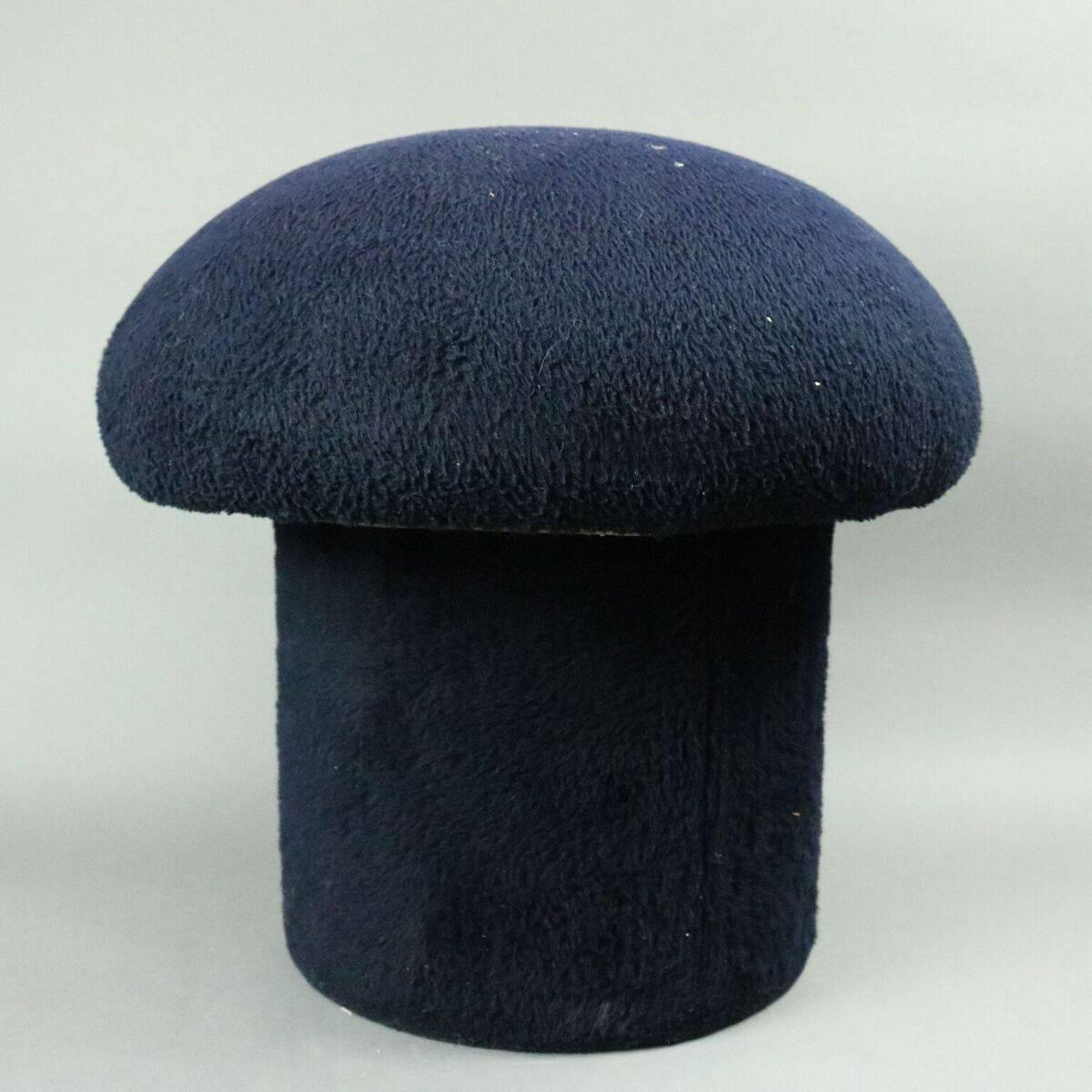 Mid-Century Modern mushroom shaped sculptural footstool features overall navy blue upholstery, circa 1960

Measures: 18" height x 19" diameter.