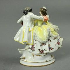 German Dresden Lace Hand-Painted Porcelain Figural Group Dancing, circa 1880