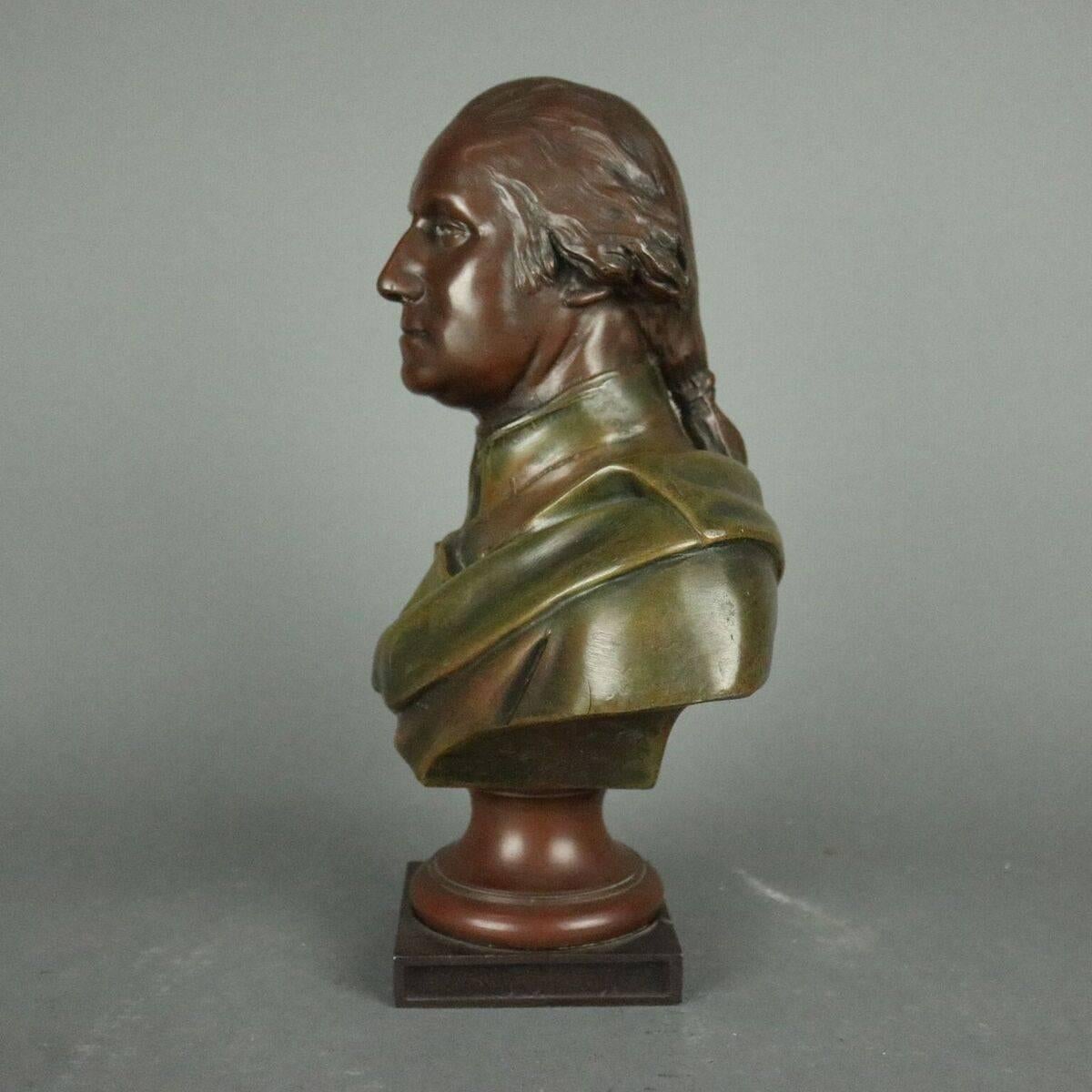 Bronzed White Metal Bust General George Washington, Foundry Mark, circa 1880 In Good Condition In Big Flats, NY