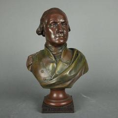 Bronzed White Metal Bust General George Washington, Foundry Mark, circa 1880