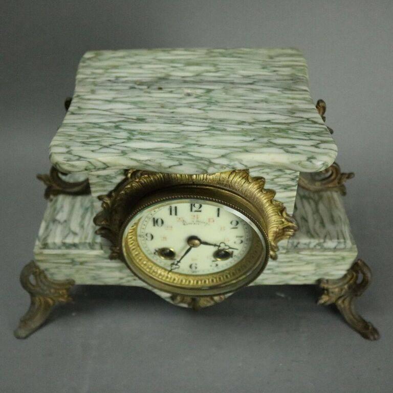 19th Century Antique French Louis XIV Style Ormolu and Marble Clock, circa 1880