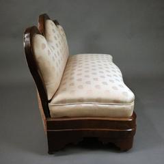 Antique Jos. Meeks School American Empire Flame Mahogany Bench, circa 1840