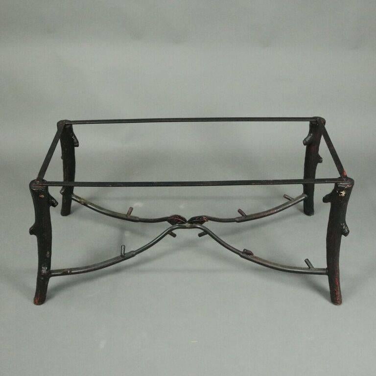 Vintage Adirondack Naturalistic Style Wrought Iron Twig Bench, 20th Century 2