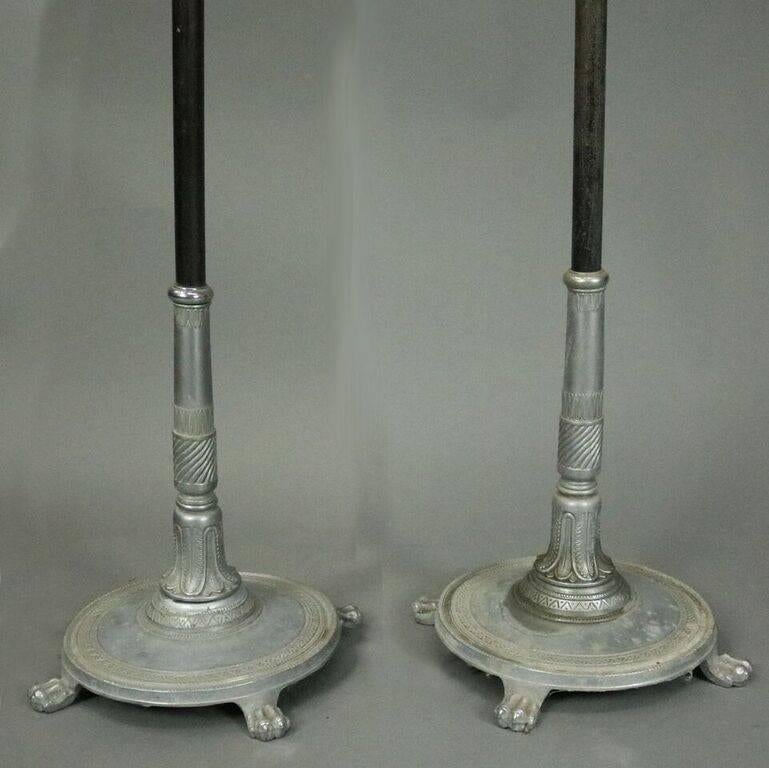 Pair of Antique French Art Nouveau Torchiere Floor Lamps, circa 1920 In Good Condition In Big Flats, NY