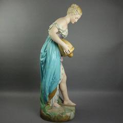 Monumental French Antique Neoclassical Chelsea Bisque "La Source", circa 1880