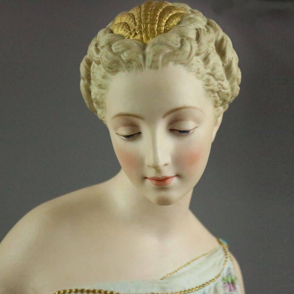 Hand-Painted Monumental French Antique Neoclassical Chelsea Bisque 