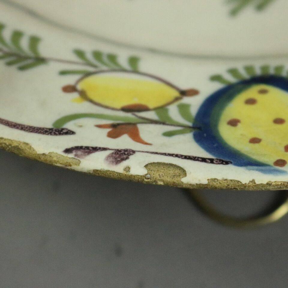 Hand-Painted Antique Continental Polychrome Soft Paste Porcelain Charger, 18th Century