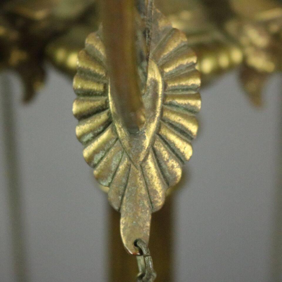 Pair of Antique Figural Bronze Five-Light Column Candelabra, Winged Lion Design 2