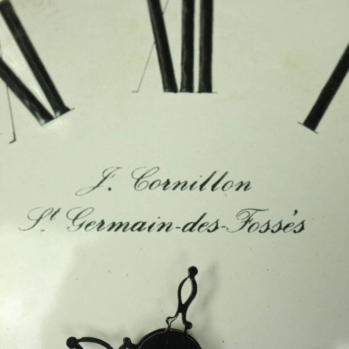 Cast Antique French Brass & Enamel Rococo Wag-on-wall Clock, J. Cornillon, circa 1860