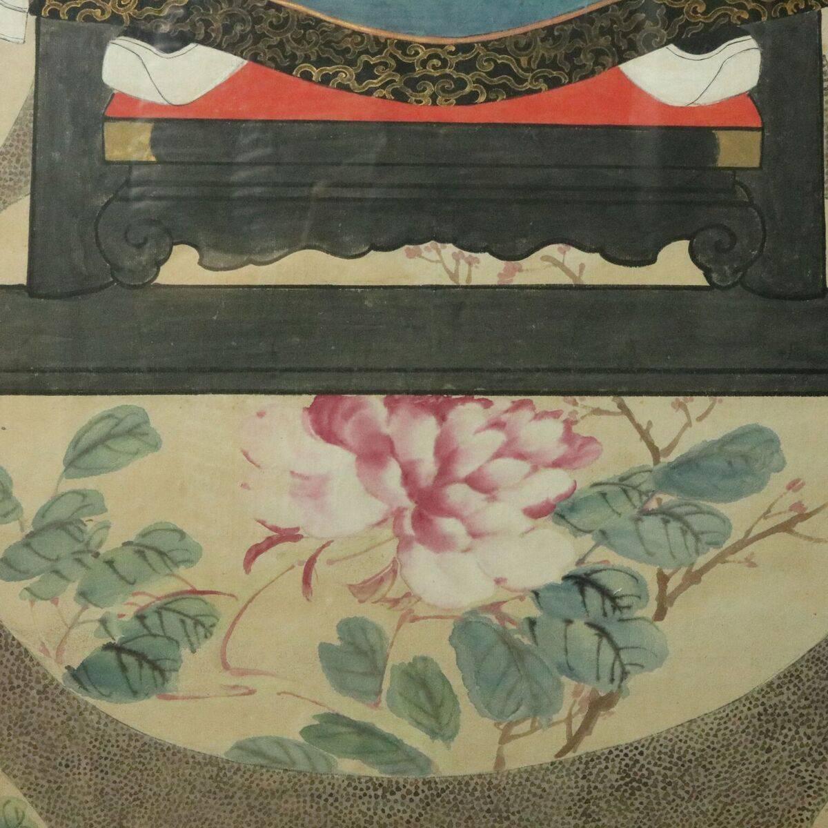 Antique Chinese Ancestral Painting, Large & Finely Painted in Color, circa 1890 1