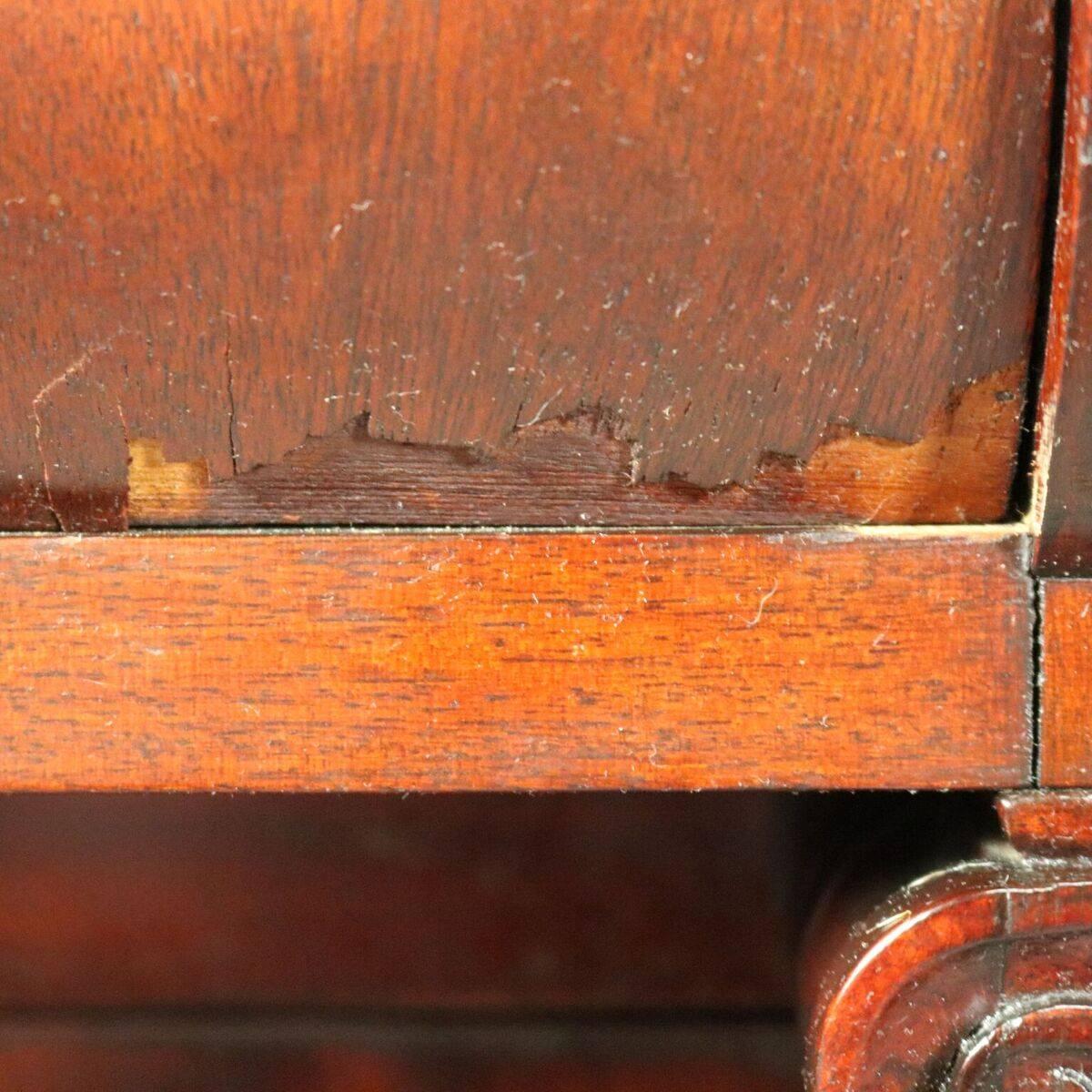 19th Century Antique American Empire Philadelphia Quervelle Style Mahogany Sideboard