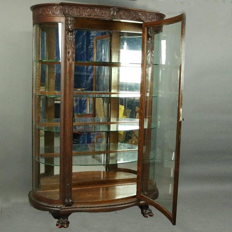 R.J. Horner Bros. Figural Carved Oak Mirror Back China circa