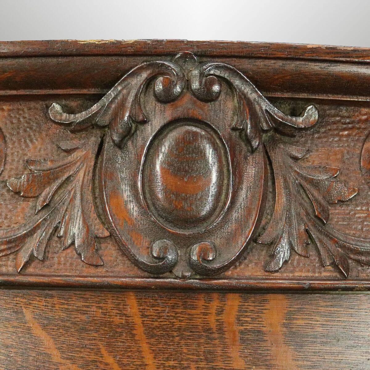 Hand-Carved R.J. Horner Bros. Figural Carved Oak Mirror Back China Cabinet, circa 1890