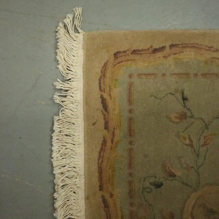 Vintage French Aubusson Style Hand Knotted Floral Rug, approx 5'x9', circa 1950 In Good Condition In Big Flats, NY