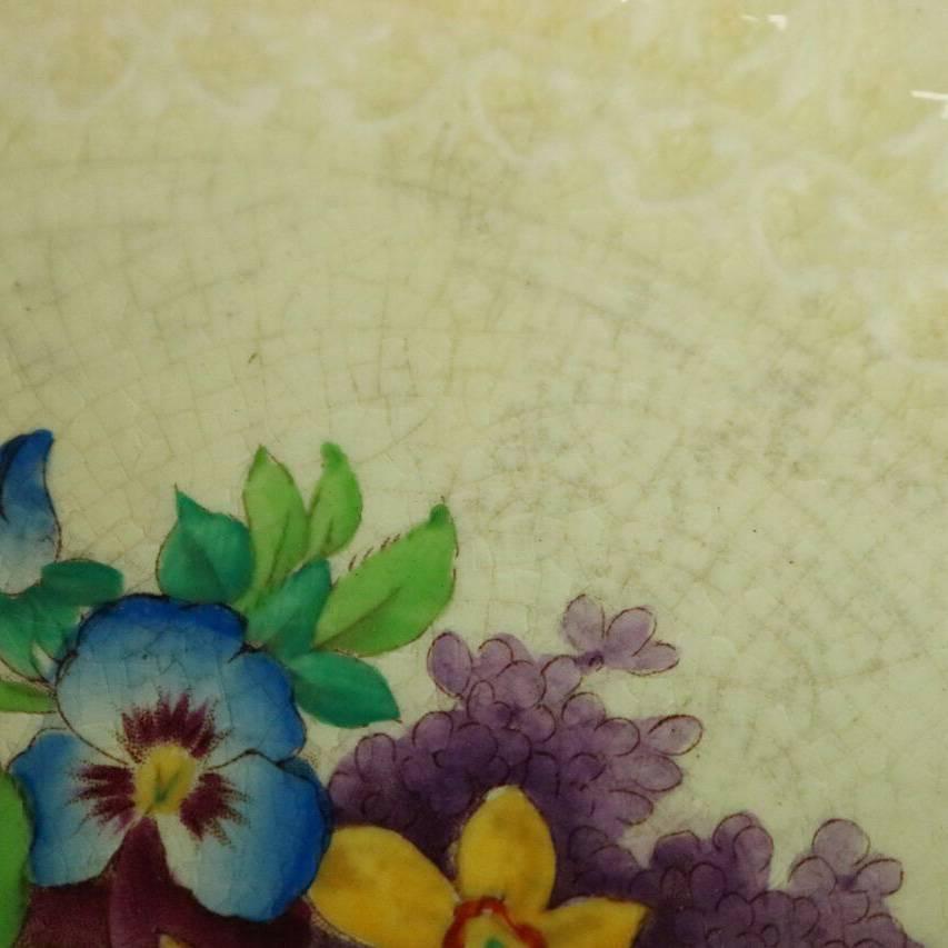 British 12 Antique English Royal Cauldron Embossed Porcelain Dinner Plates, circa 1900