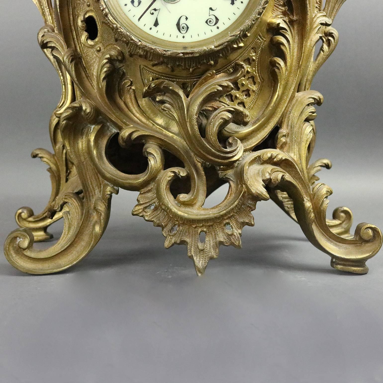 French AD Mougin Rococo Style Bronze Mantel Clock, Dragon Motif, circa 1880 3