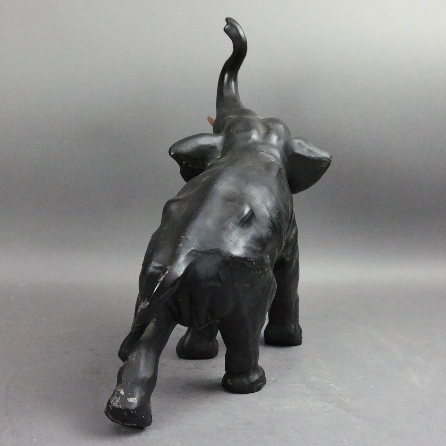 Pair Antique Bronzed Asian Bull Elephants in Motion, circa 1900 In Good Condition In Big Flats, NY