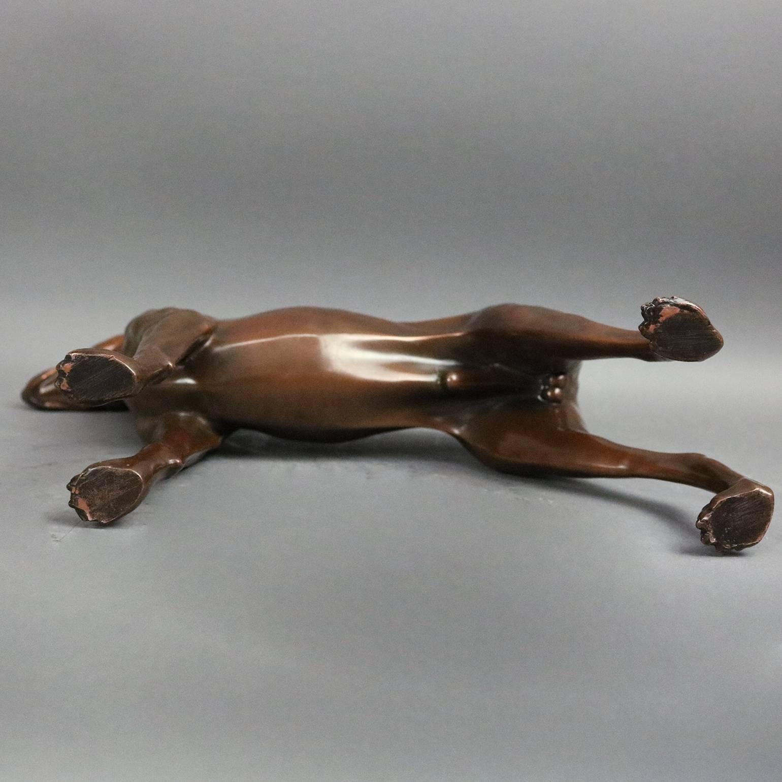 American Antique Bronzed Cast Sculpture of Canine, Alert Doberman Pinscher, circa 1900