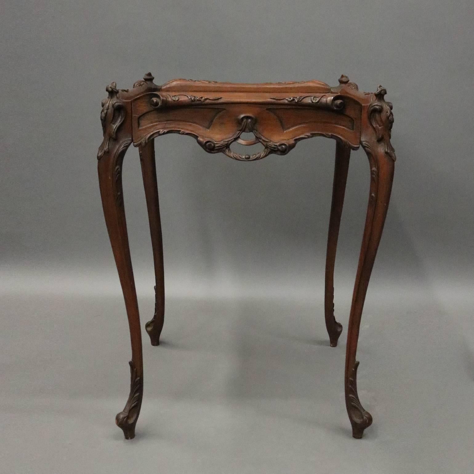 Pair of Antique Italian Hand-Carved Walnut and Burl End Stands, circa 1920 In Good Condition In Big Flats, NY