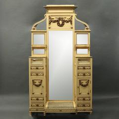 Antique French Provincial Dressing Tale/Stand, Cheval Mirror and Vitrines