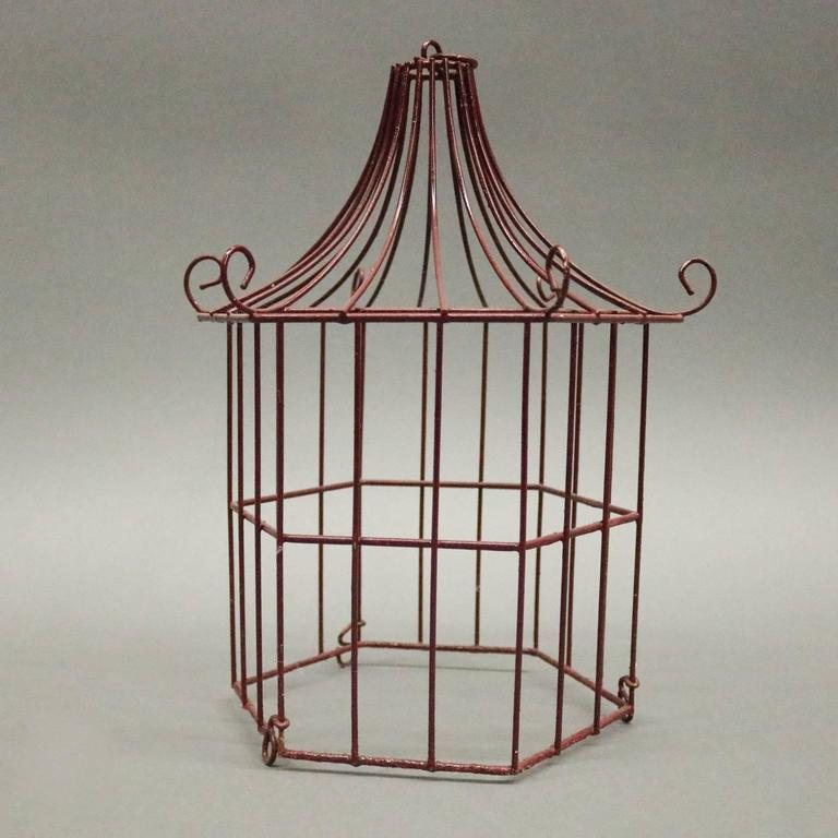 Pair of Vintage French Chinoiserie Pagoda Bird Cage Display