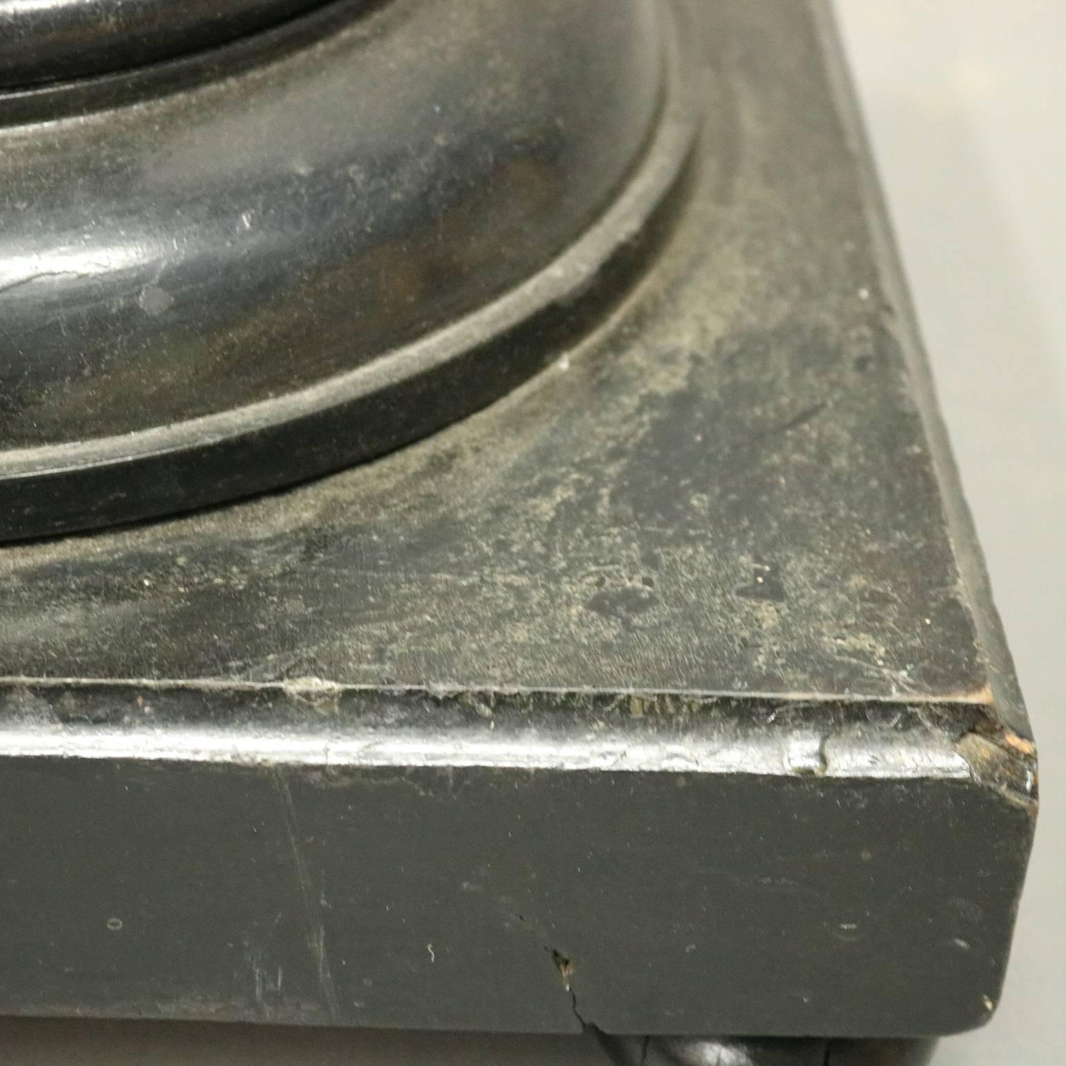 19th Century Antique Ebonized Wood Footed Sculpture Pedestal, circa 1890