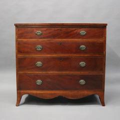 Antique English Flame Mahogany Hepplewhite Inlaid Banded Chest of Drawers
