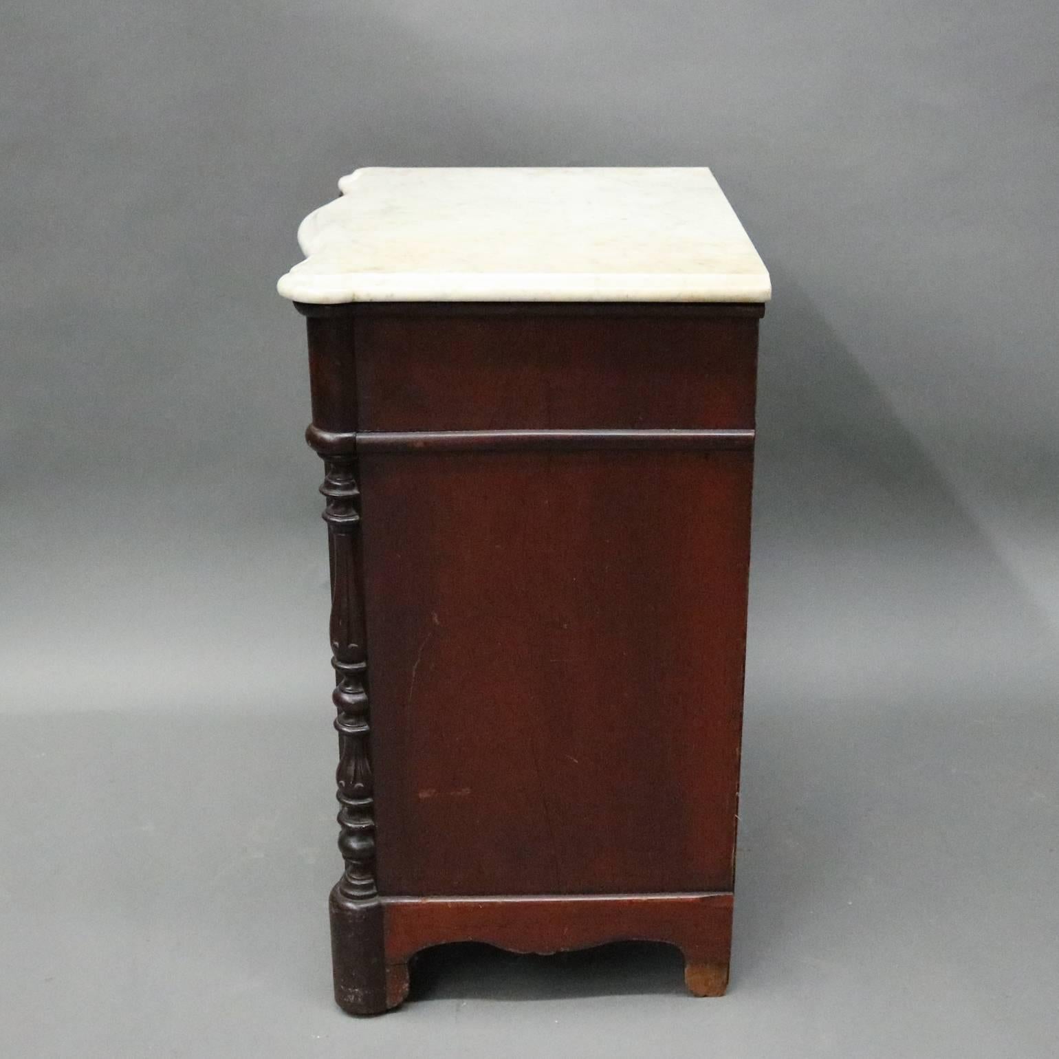 Victorian Antique Marble Top Mahogany Single Drawer Commode, circa 1880
