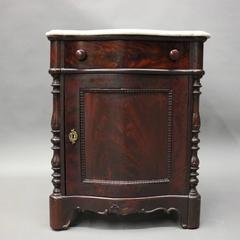 Antique Marble Top Mahogany Single Drawer Commode, circa 1880