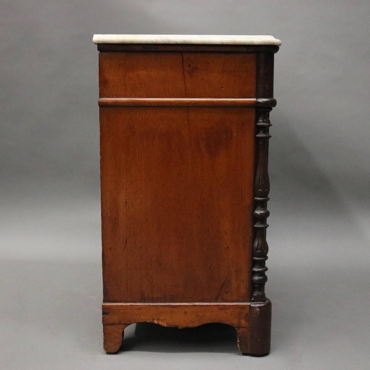Antique Marble Top Mahogany Single Drawer Commode, circa 1880 In Good Condition In Big Flats, NY