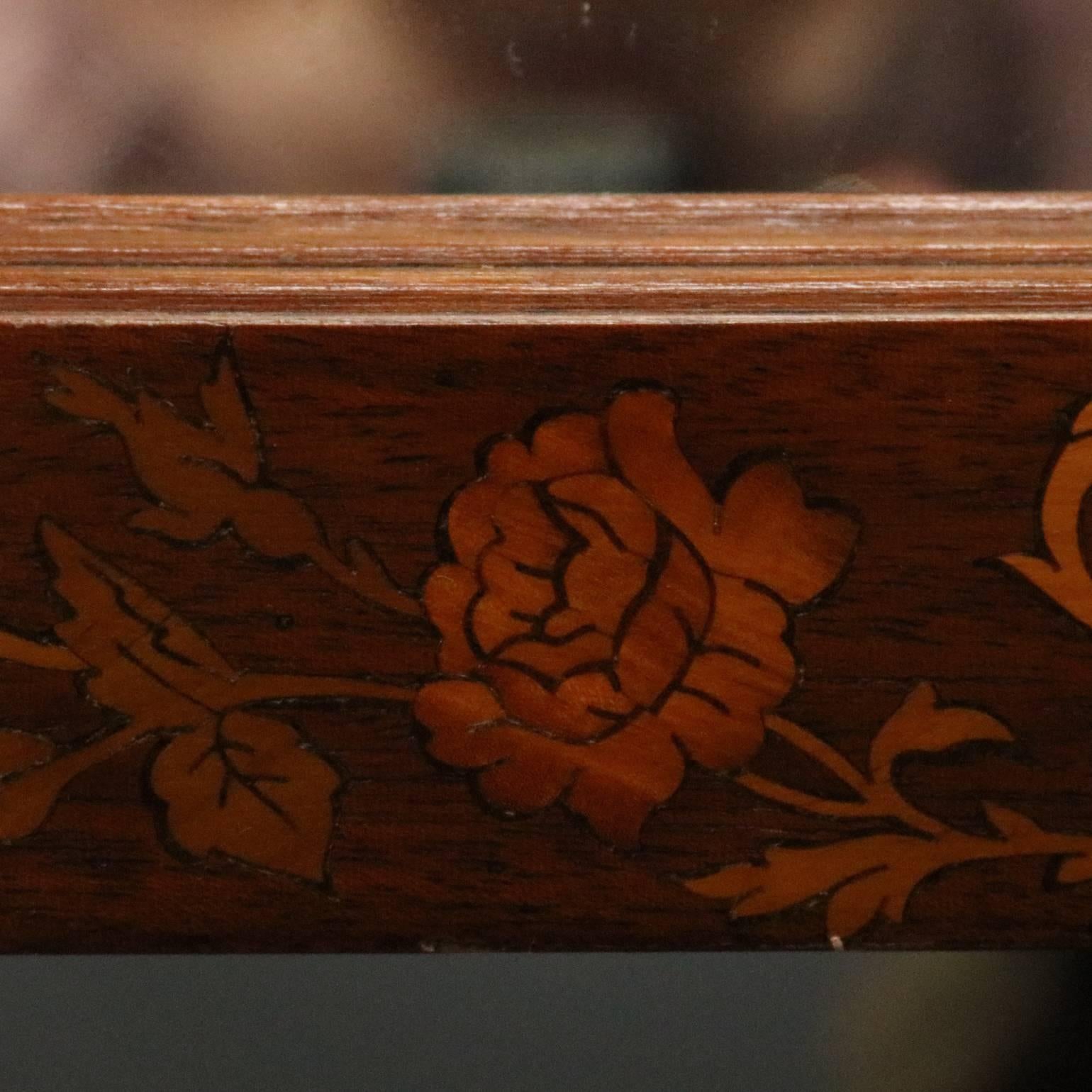 Antique Horner Mahogany Marquetry and Mother-of-Pearl Inlaid Chest and Mirror In Good Condition In Big Flats, NY