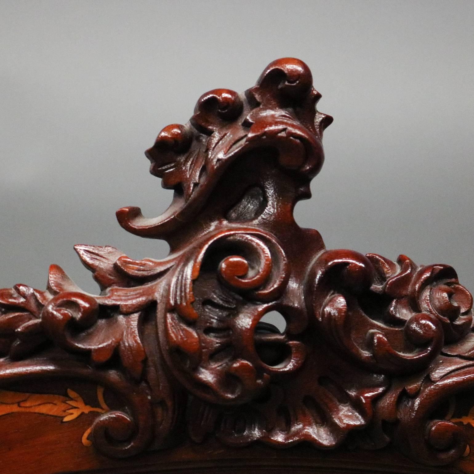 20th Century Antique Horner Mahogany Marquetry and Mother-of-Pearl Inlaid Chest and Mirror