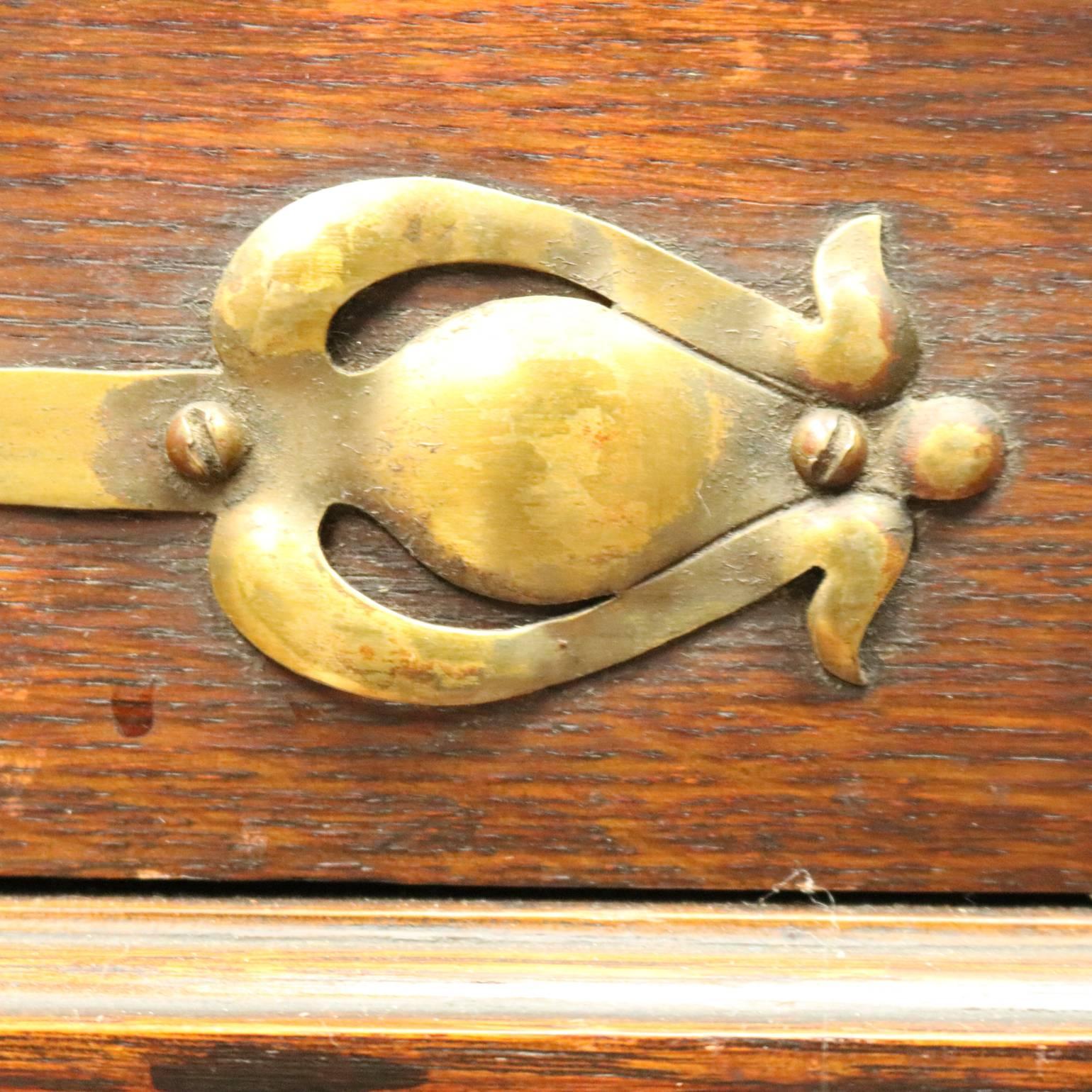 Antique Art Nouveau Tree of Life Mahogany and Bronze Two-Piece Bookshelf 3