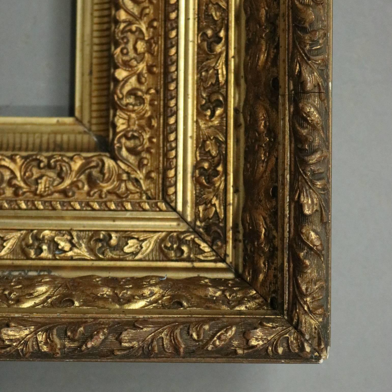 Antique Gilt Gesso Fine Art Frame Acanthus and Foliate Decor, circa