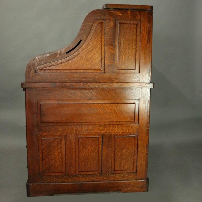 Antique Standard Furniture Co Oak Raised Panel Roll Top Desk