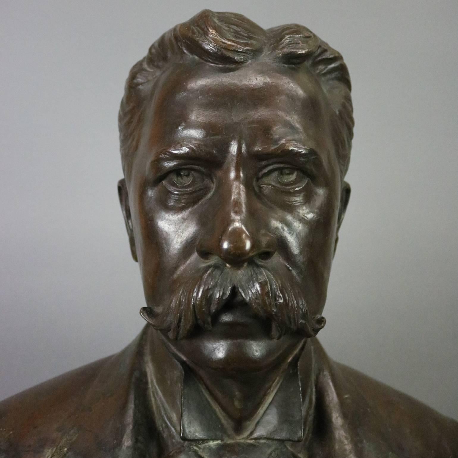 Cast Antique 3/4 Bronze Bust of Teddy Roosevelt by B. Feinberg, New York, circa 1890