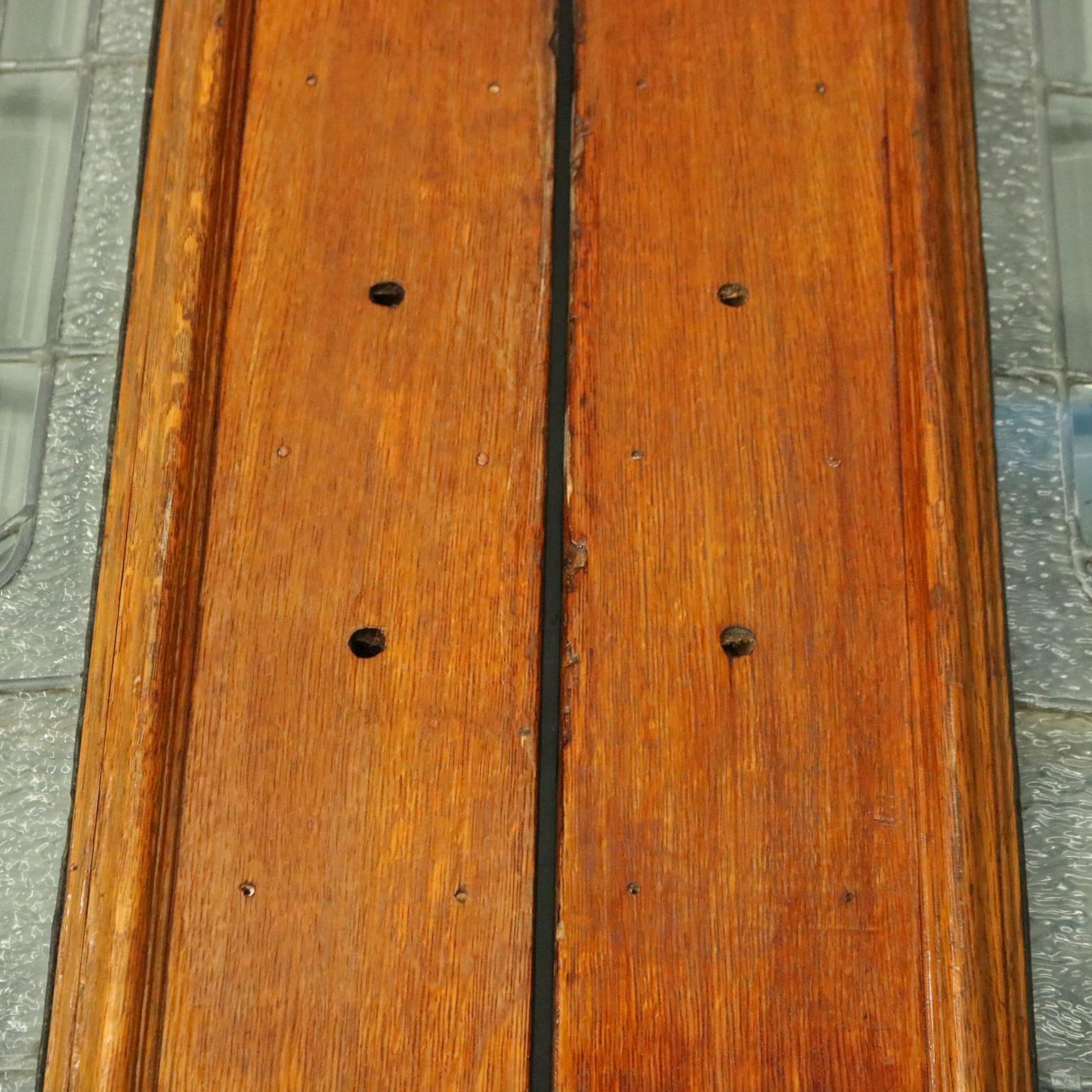20th Century Pair of Beveled Leaded Beveled Glass Doors with Finished Oak Frame, circa 1920