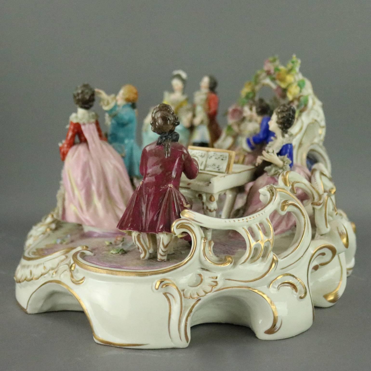 19th Century Antique Dresden Porcelain Figural Group of Ballroom Dancing Scene, circa 1880