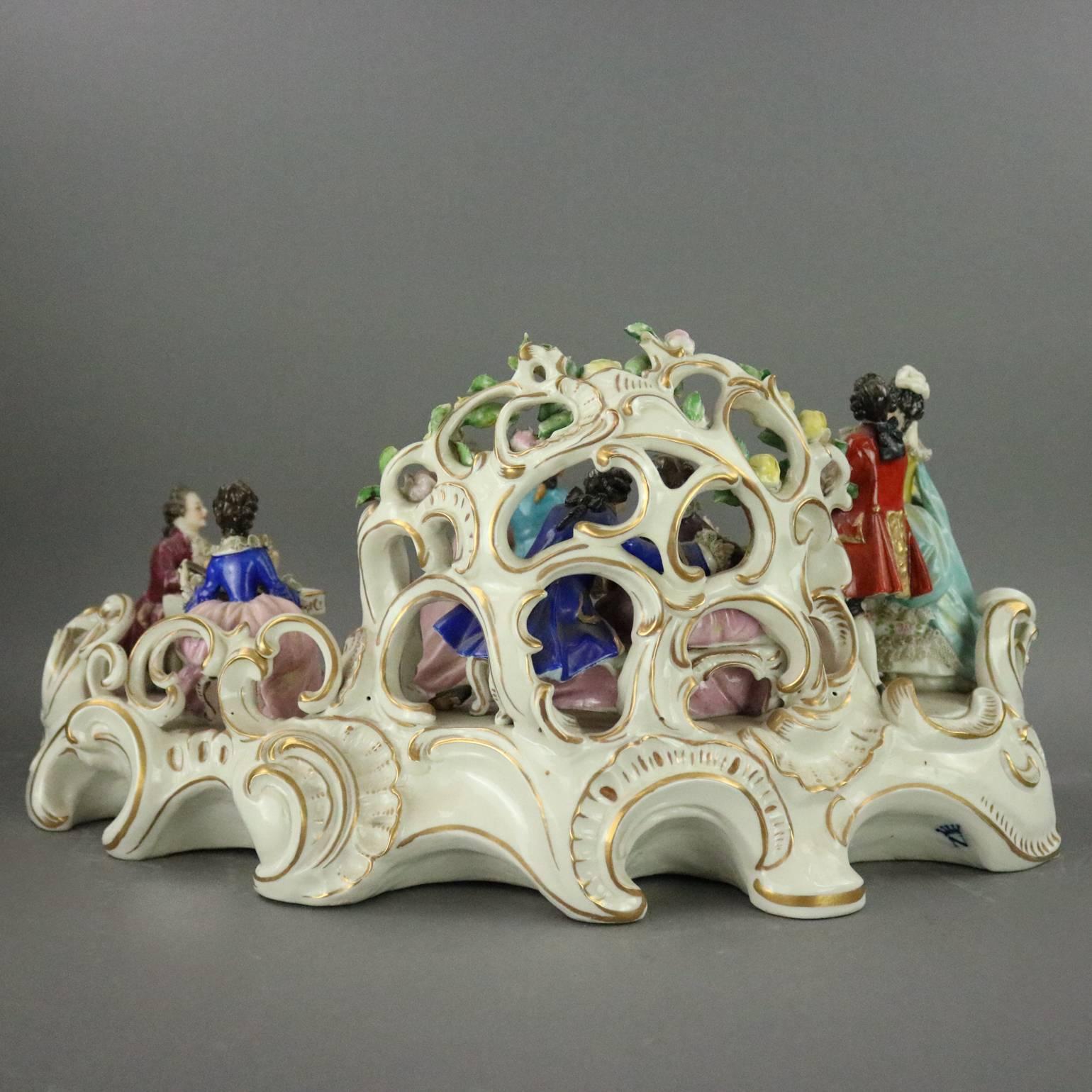 Antique Dresden Porcelain Figural Group of Ballroom Dancing Scene, circa 1880 1
