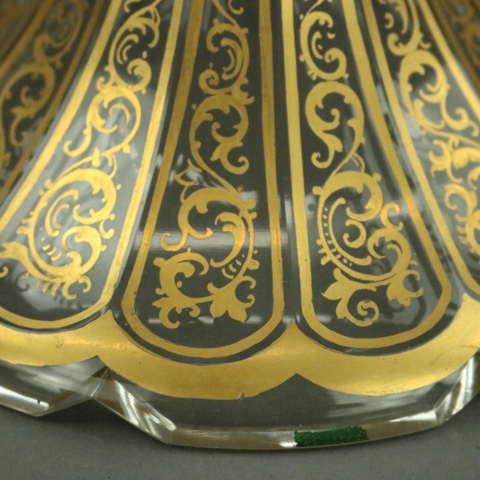 Antique Bradley & Hubbard Cut-Glass Gilt Decorated Electric Banquet Lamp 3