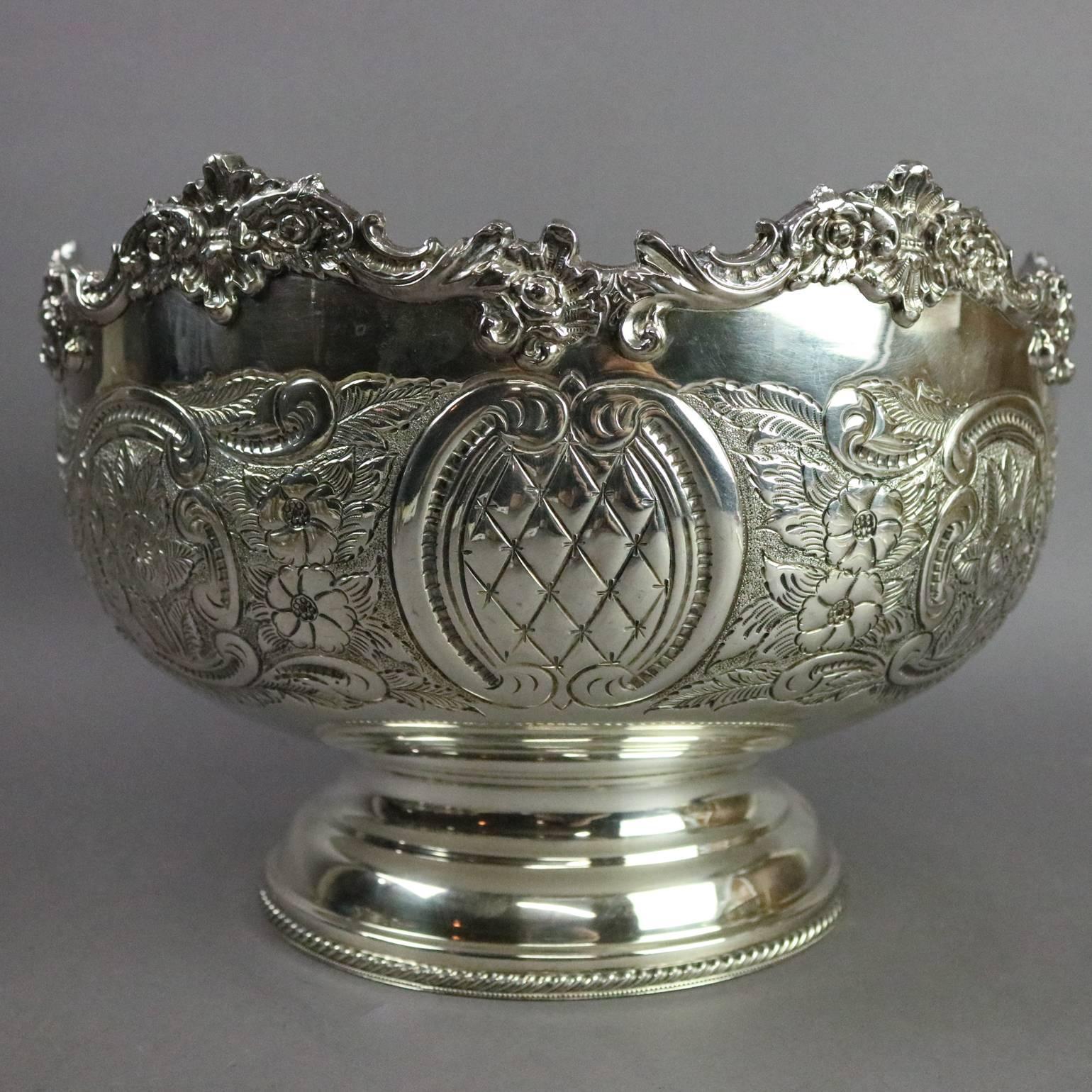 silverplate punch bowl and cups