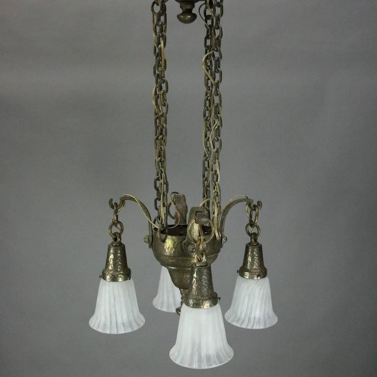 Vintage Mission Arts And Crafts Four Light Hanging Fixture Vintage Mission Arts And Crafts Flush Mount Four Light Hanging Fixture Features Hammered Metal