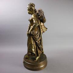 Antique Bronze Sculpture by Adriene Etienne Gaudez, the Dance Lesson, circa 1870