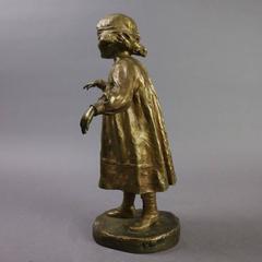 Antique Bronze Sculpture, Hide-n-seek, Signed A. Maring of Little Girl