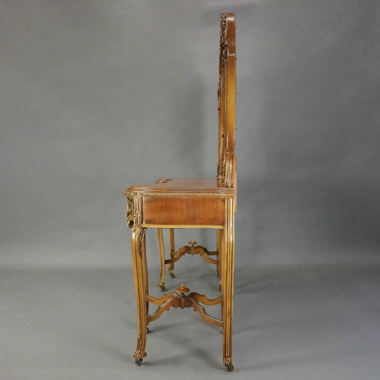 Antique French Neoclassical Carved Walnut Vanity with