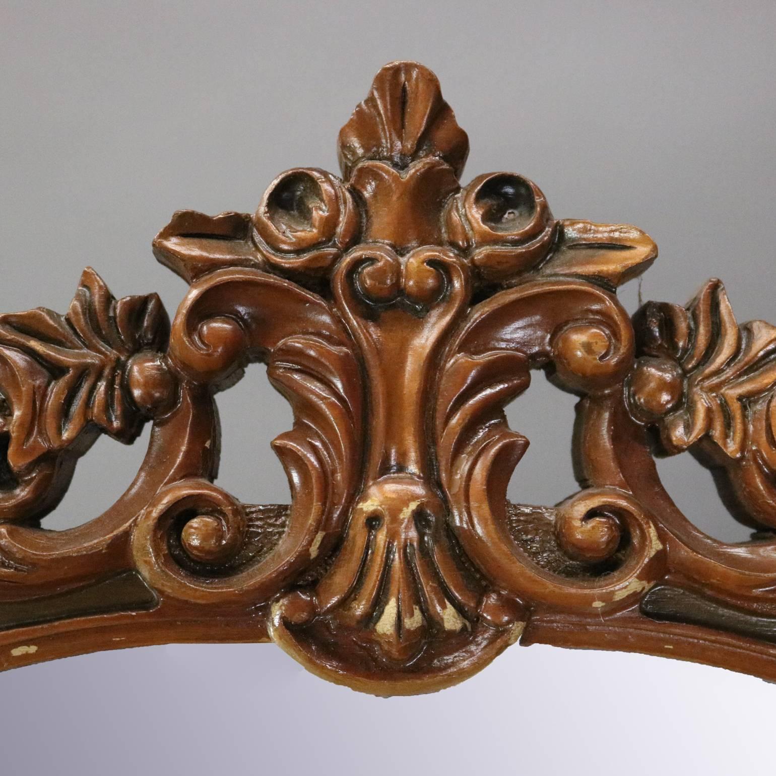 Antique French Neoclassical Carved Walnut Vanity with Mirror and Chair 3
